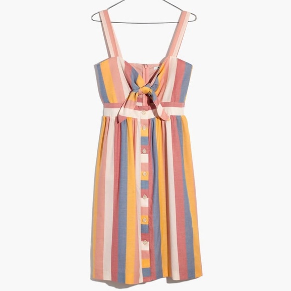 Madewell Dresses & Skirts - NWT Madewell Tie-Front Cutout Dress Sherbet Stripe